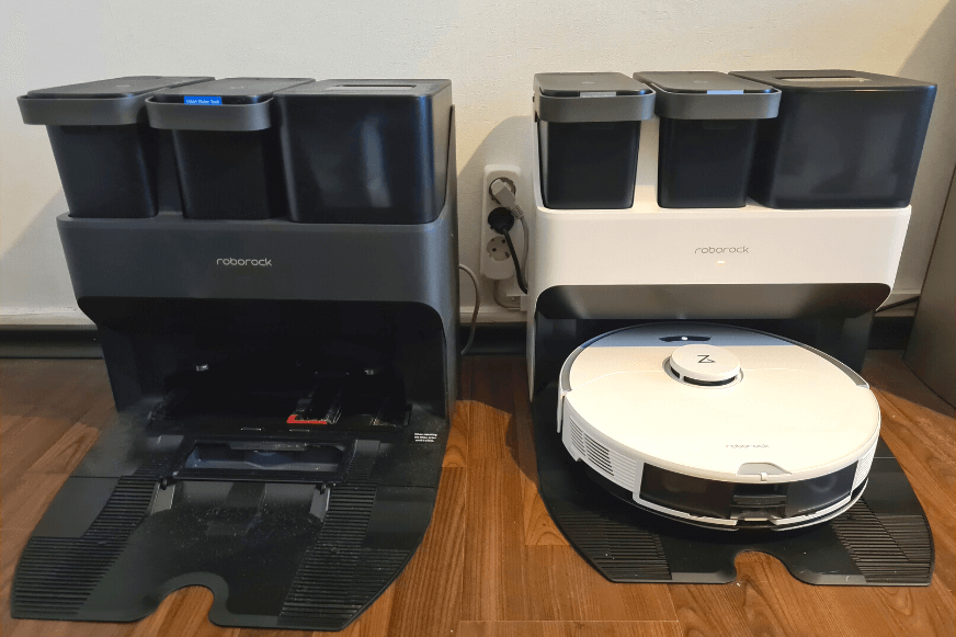 The black and the white Ultra Station standing in front of a white wall.